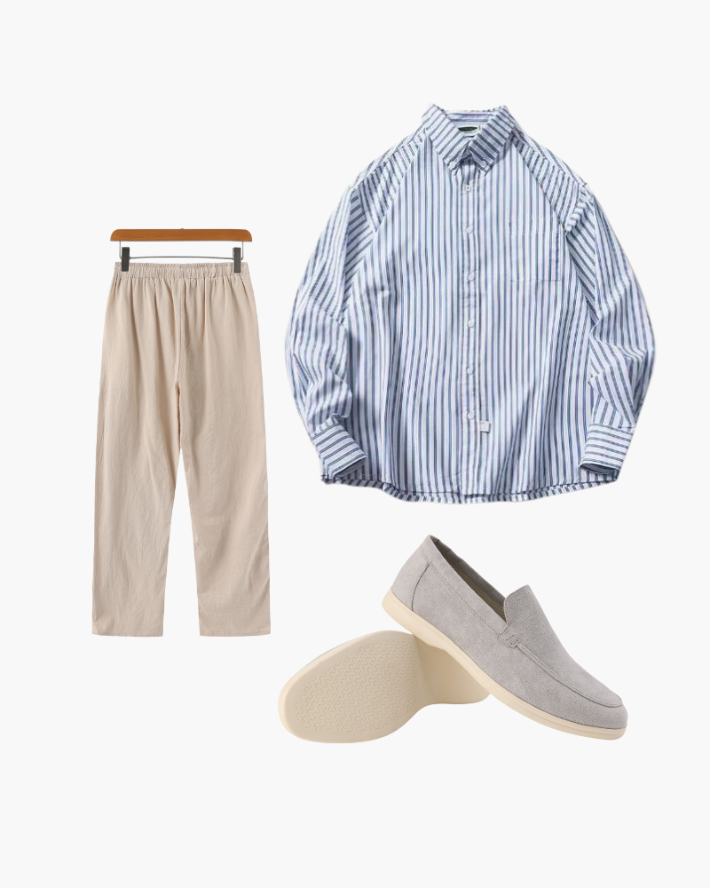 Set de Camisa a Rayas y Mocasines