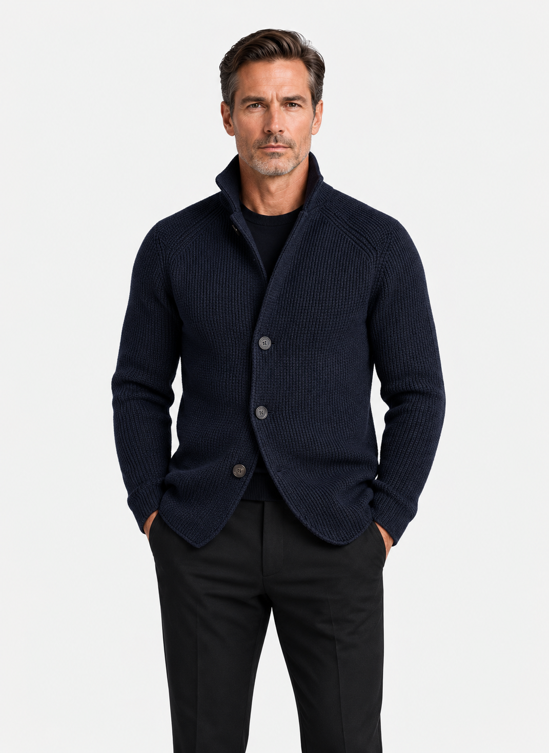 Cárdigan de Cuello Alto para Hombre