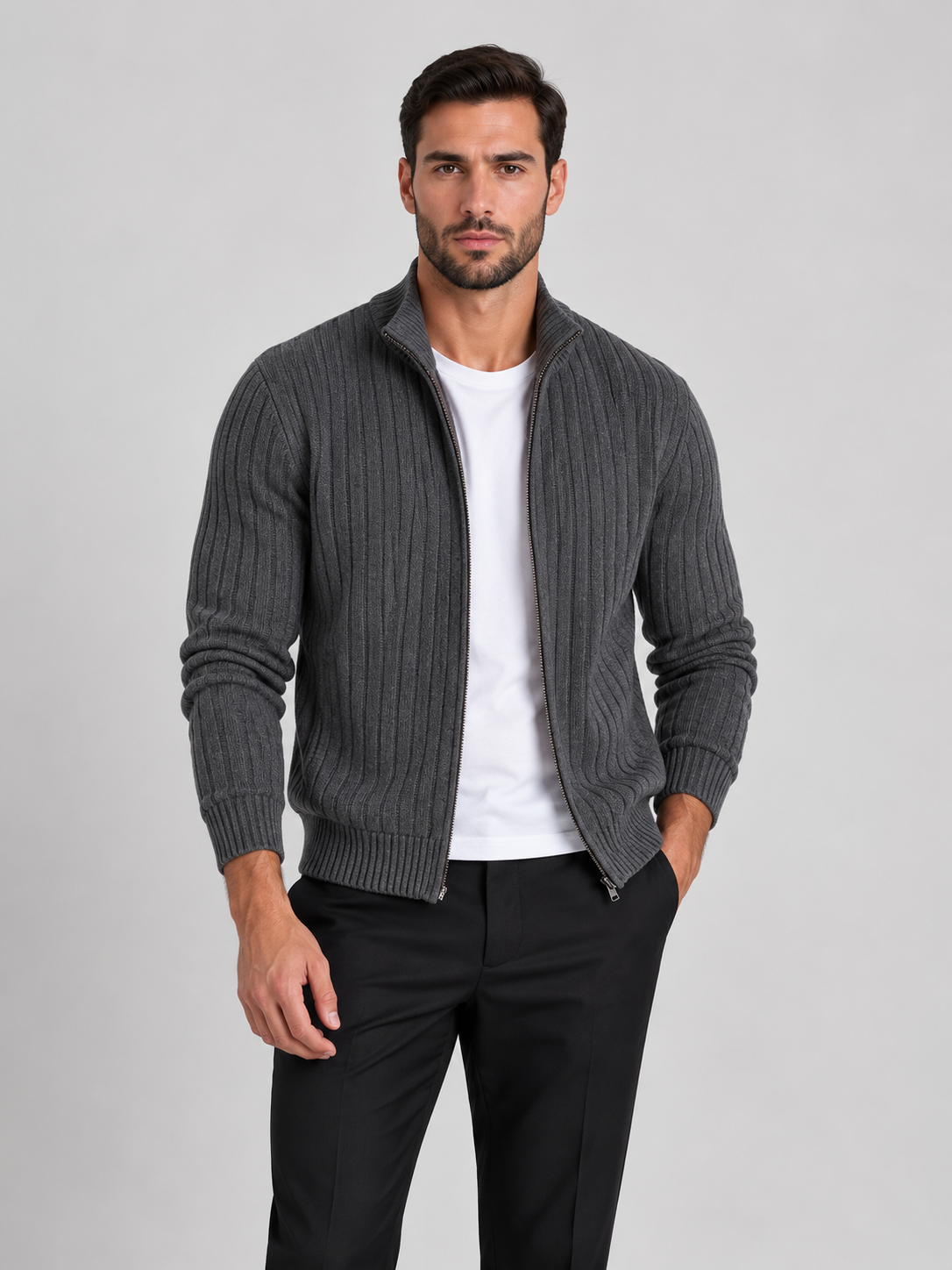Chaqueta de Punto Acanalada para Hombre