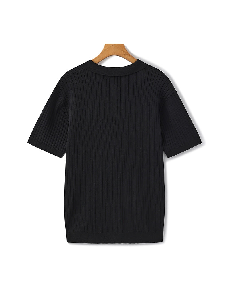 Polo de Punto Acanalado para Hombre