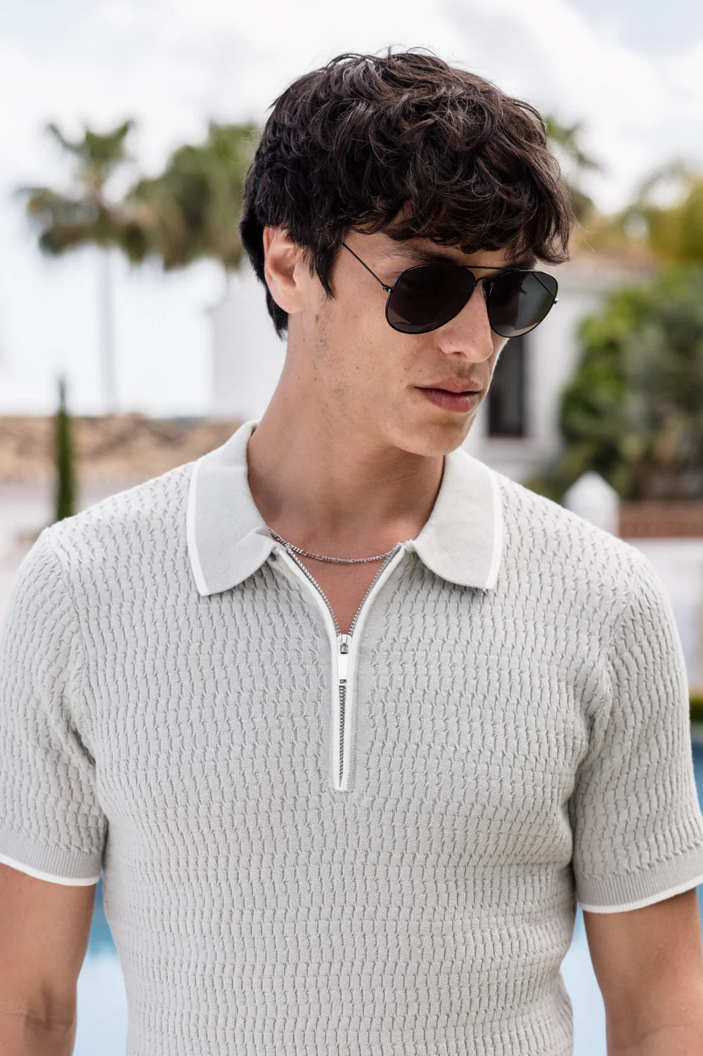 Playera Polo Half-Zip de Algodón Egipcio para Hombre