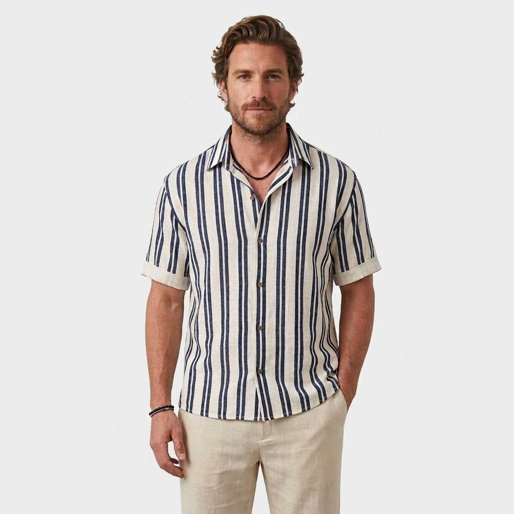 Playera Rayada de Algodón para Hombre
