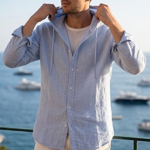 Sudadera de Lino con Capucha para Hombre